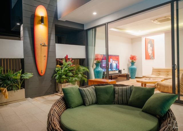 Terrace shower and sofa